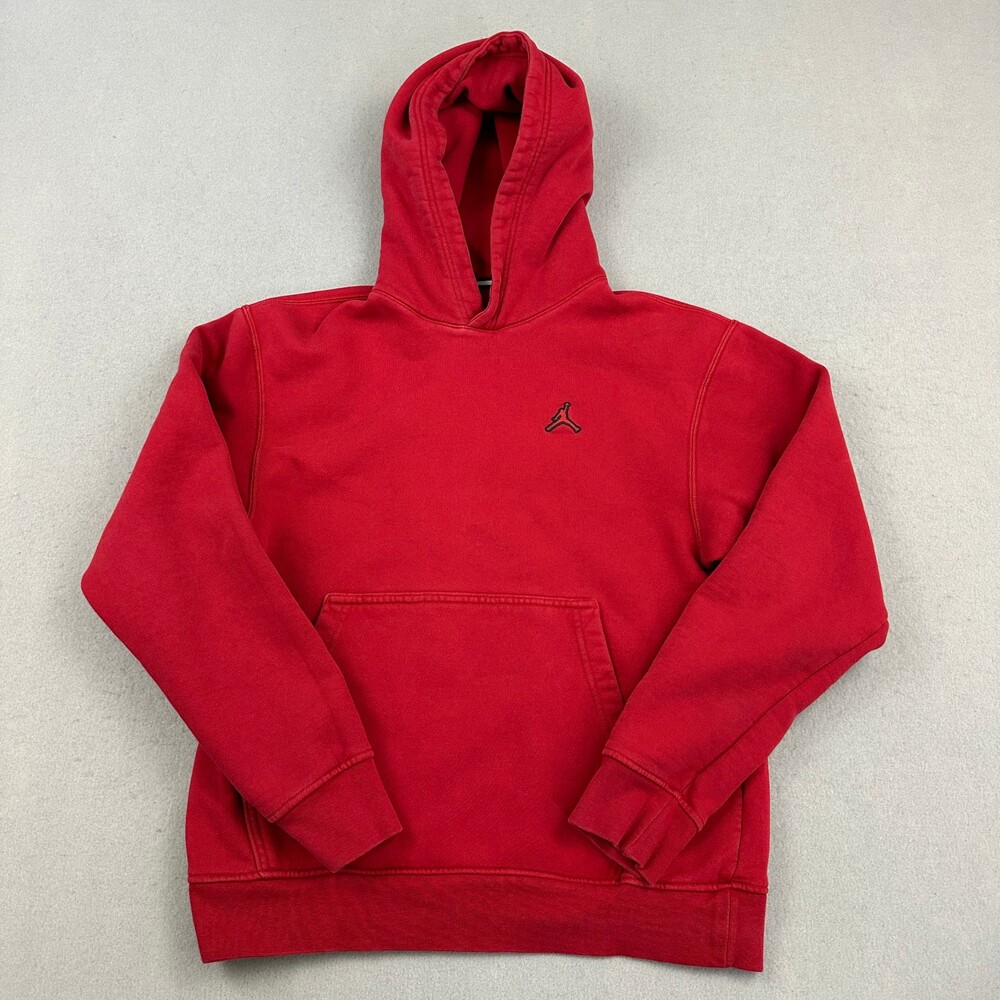 Jordan Hoodie Men Small Red Solid Pullover Embroidered Jumpman Heavyweight S